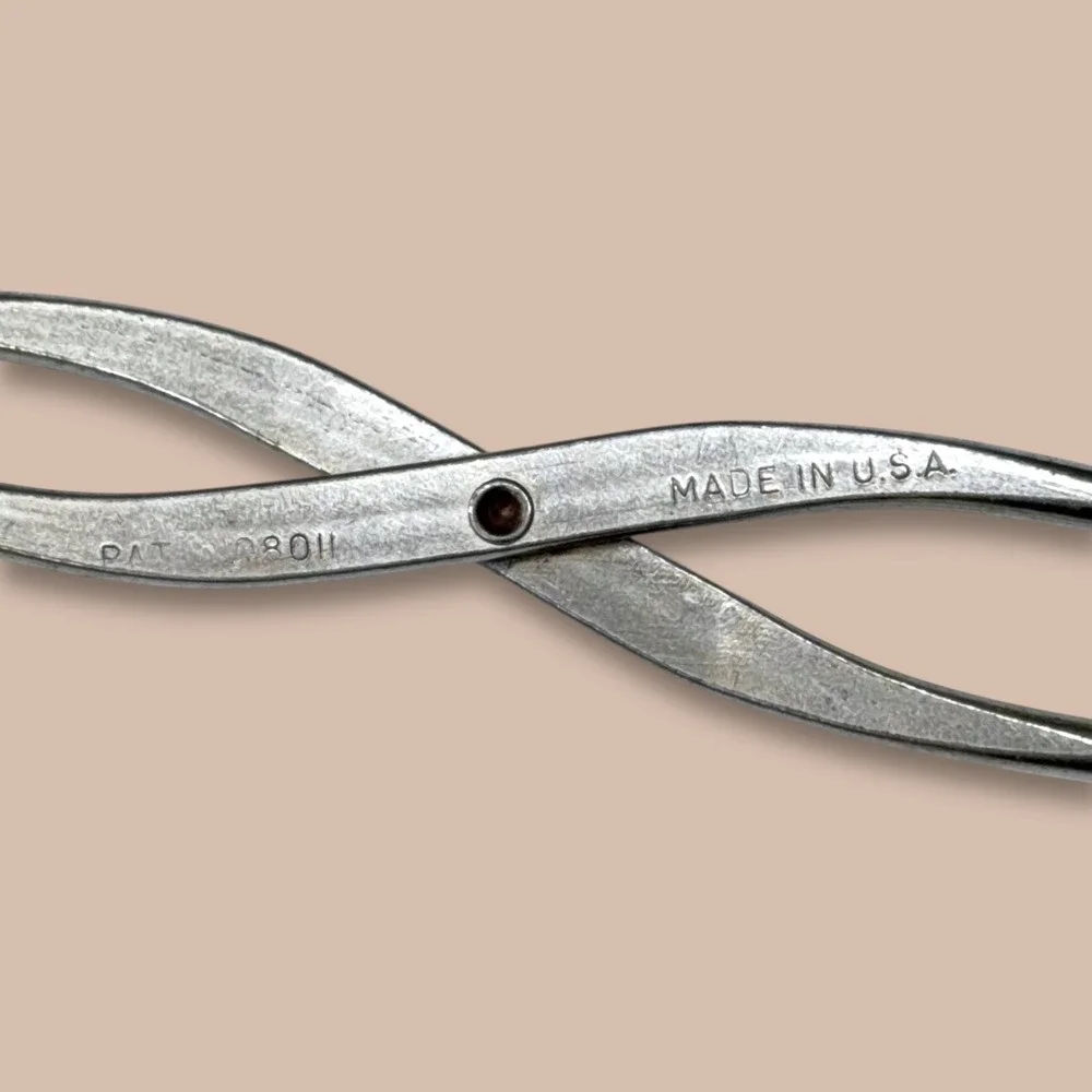 Vintage‎ EKCO USA Kitchen Tongs Set of 3 Metal Scissor Style Tongs Silver Cream